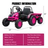 Kids Ride On Tractor with Trailer, 12V Battery Powered Electric Tractor with Remote Control, Music, USB, Led, Unload Button - 3 of 4