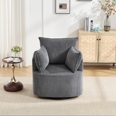 Modern Swivel Accent Chair with 360 Degree Rotation Upholstered Barrel Design for Living Room or Bedroom–Maison Boucle