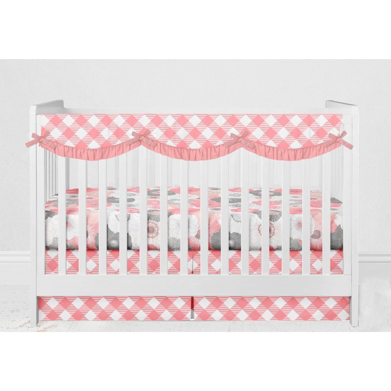 Bacati - Watercolor Floral Coral Gray Long Side Crib Rail Guard Cover, 4 of 6
