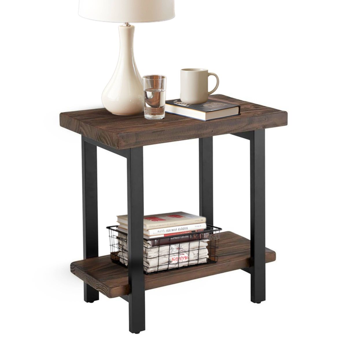 Pomona Metal and Wood End Table - Alaterre Furniture