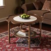 Mshliw Petal-Shaped Coffee Table with Crackle Glass Top and Rattan Shelf, 2-Tier Rubber Wood Frame, Sofa Table, 31.5'' - 2 of 4