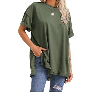 EXLURA Womens Summer Oversized T Shirts Casual Short Sleeve Loose Maternity Tops Crewneck Tunic Plus Gym Workout Top - 1 of 4