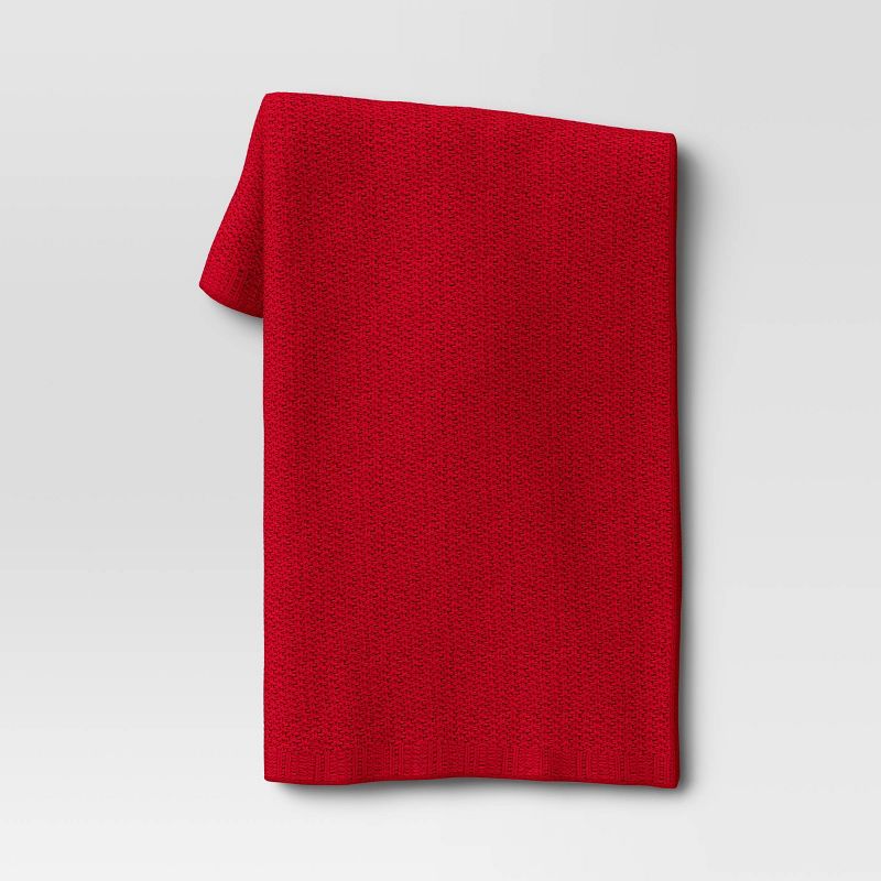 Solid Chenille Knit Throw Blanket Red - Threshold&#8482;, 1 of 7