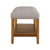 Simple Relax Fabric and Wood Bench in Light Gray and Oak - 3 of 4