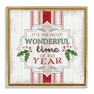 Stupell Industries Festive Holiday Rustic Stripes Floating Frame Canvas Art - 1 of 4