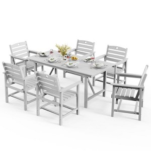 GardenJoy 7-Piece Patio Dining Set, HDPE Outdoor Table & Chairs Set for Lawn, Porch, Deck, Yard - 1 of 3