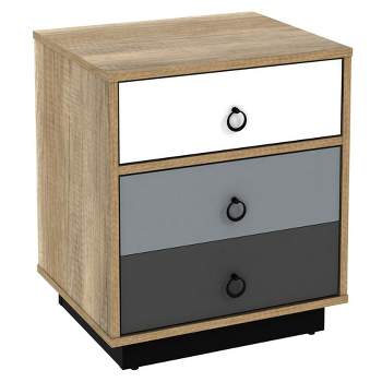 Costway Nightstand with Drawer and Storage Cabinet Wooden Sofa Side Table End Table