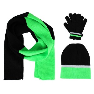 Connex Gear Girl's 8 - 16 Stripe Hat Scarf and Gloves 3 Piece Winter Set - 1 of 4