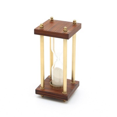 TopComfy Decorative Object Aluminium Frame Sand Timer Hourglass for Home Office Decor, Gold, 4"*4"*8"