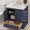 Maya Solid Wood Bathroom Vanity with Quartz Countertop - Handcrafted Luxury Vanity for Modern Homes with 3 Pre Drilled Faucet Holes - 3 of 4