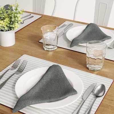 4pk Cotton Easy Care Napkins Gray - Threshold™: Solid Traditional Cloth Napkins, Machine Washable,