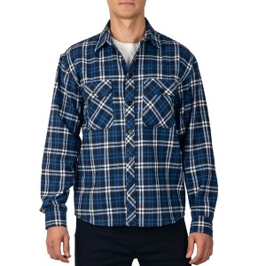 Alpine Swiss Mens Flannel Shacket Long Sleeve Plaid Button Down Shirt Jacket Light Cotton Blend Fall Work Outdoor Overshirt - 1 of 4