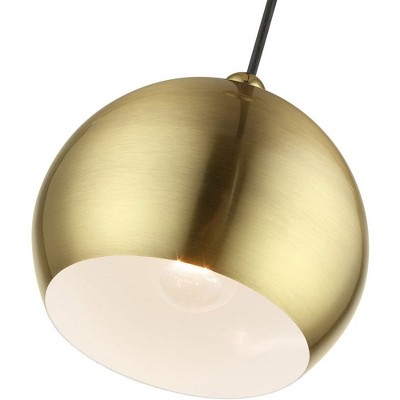 Stockton Mini Globe Pendant in Antique Brass with Polished Accents