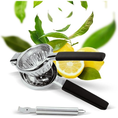 Stainless Steel Lemon Squeezer - Premium Citrus Juicer - Lime Squeezer for Seedless Juicing - Stainless Steel Hand Juicer 2 pcs - Easy to Wash