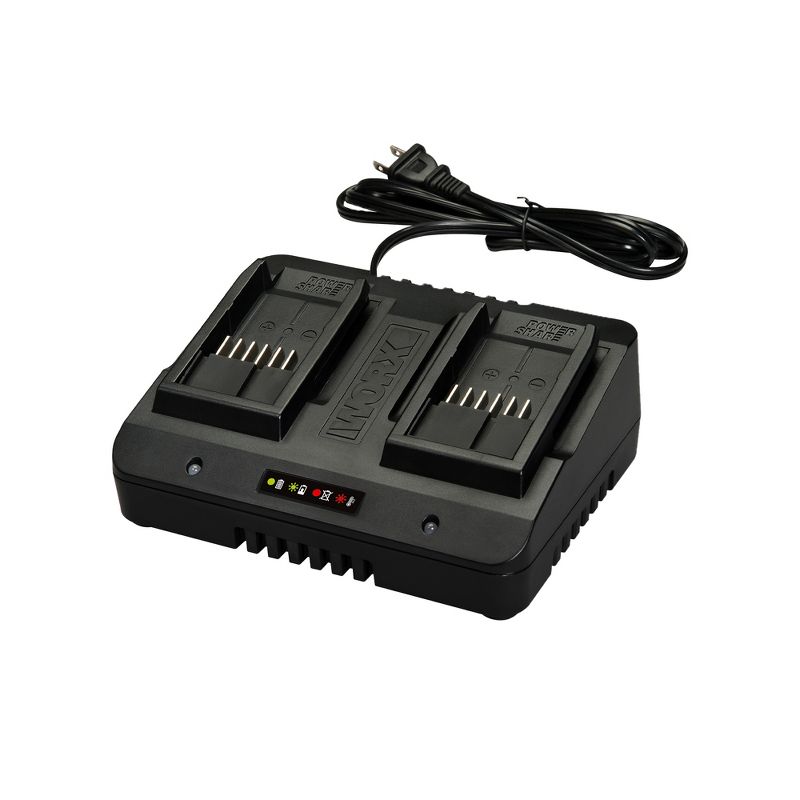 Worx WA3770 Power Share 20V & 18V Li-Ion Dual Port Battery Quick Charger, 1 of 7
