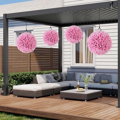 11" Pink Faux Boxwood Topiary Balls with Sun-Protective PE Material