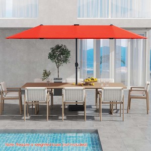Costway 13 FT Large Patio Umbrella with LED Solar Lights Crank Handle 12 Heavy-Duty Ribs Beige/Brown/Gray/Navy/Orange/Wine - 1 of 4