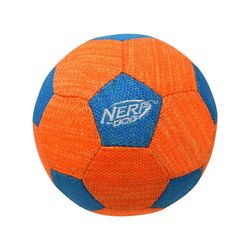 NERF X-Weave Soccer Squeak Ball Dog Toy - Orange/Blue - S, 1 of 10
