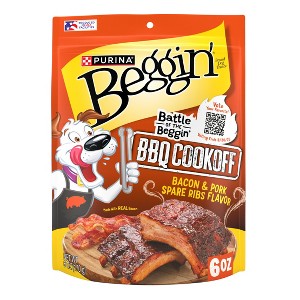 Beggin' Pork and Bacon Flavor Strips BBQ Cookoff Chewy Dog Treats - 6oz - 1 of 4