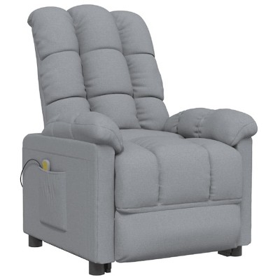vidaXL Light Gray Fabric Massage Recliner
