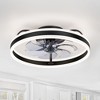 Airsurfer 20" Enclosed LED Ceiling Fan with Light and Remote, Color-Changing, Flush Mount, Matte Black with Bluish-Gray 7 Blades - 4 of 4