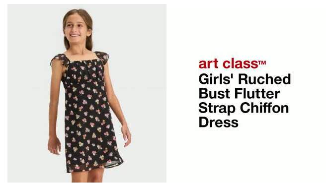 Girls' Ruched Bust Flutter Strap Chiffon Dress - art class™, 2 of 5, play video