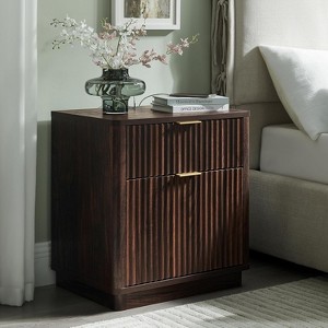 SinCiDo 23" Fluted Nightstand w/Charging Station, 2 Drawer Mid Century Modern End Table w/Storage for Bedroom & Living Room - 1 of 4
