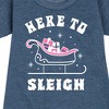 - Instant Message - Here To Sleigh Christmas Graphic Short Sleeve Fleece Dress - 2 of 4