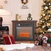 HOMCOM 26" Electric Fireplace Heater with Mantel, Replaceable Fireplace Insert Heater with Realistic Log and Flame Effect, Remote, Dark Brown - 2 of 4