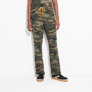 Women's Camo Print Graphic Lounge Pants - Green - 1 of 3
