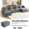 149.6" Modern Sofa Modular Sofa Couch Upholstered Corduroy L-Shape Sectional Sofa with Side Storage Pockets for Living Room, Beige - 3 of 4