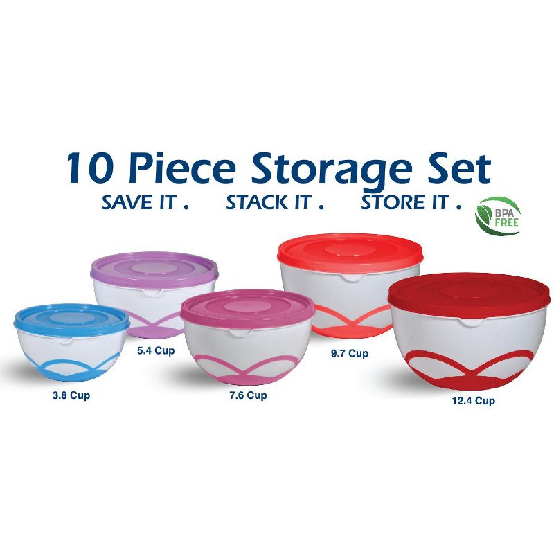 Stor-All 10pc Round Storage Set Bright & Colorful Easy Color Coded Nesting System, 3 of 4