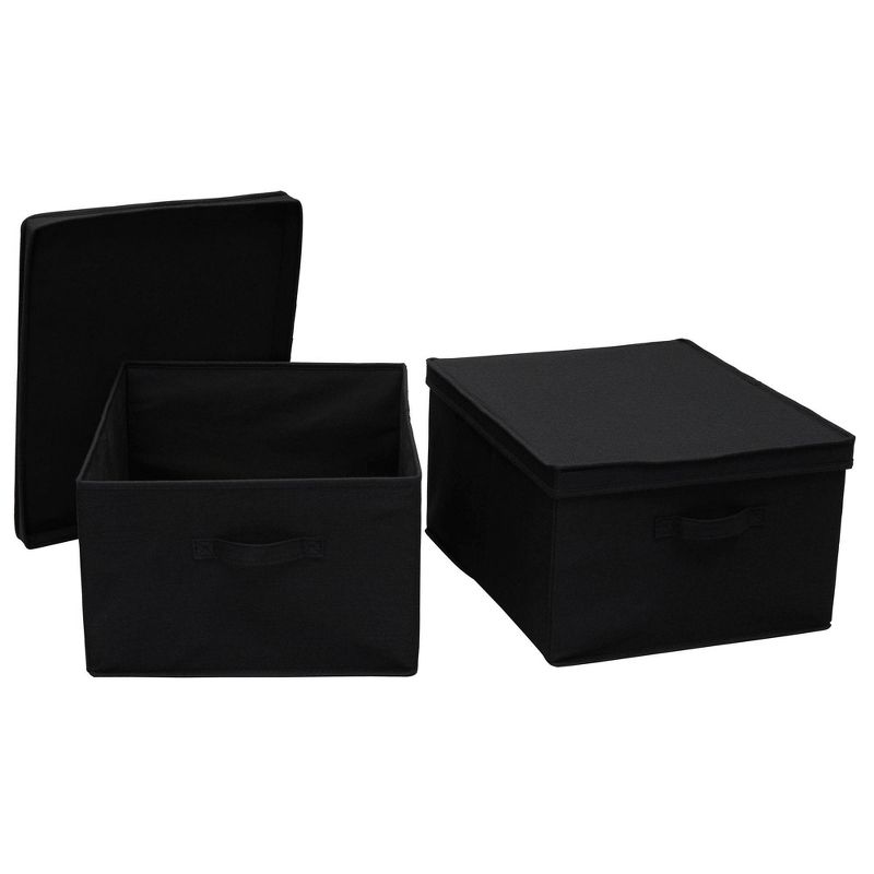 Household Essentials Set of 2 Jumbo Storage Boxes with Lids Black Linen, 1 of 9