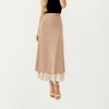 Anna-Kaci Women’s Layered Midi Skirt with Smooth Satin Finish Soft Flowing Silhouette and Elegant Dual-Layer Hem Detail - 2 of 4