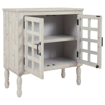 Transitional Whitewash Adjustable Office Accent Cabinet