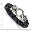 Black Bow Jewelry Stainless Steel Black/Blue Leather Antiqued Anchor Bracelet, 8.25 Inch - 4 of 4