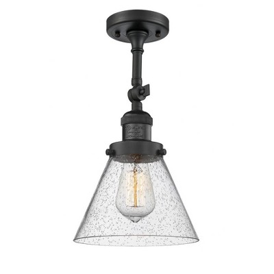Cone - 1 Light Semi-Flush Mount In Industrial Style-14.5 Inches Tall and 7.75 Inches Wide