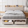 Upholstered Bed Frame with Storage Headboard and Charging Station, Platform Bed Frame with Drawers - 3 of 4