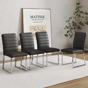 ChicFurnit Dining Sets of 4 pcs Heavy Duty Chair Set with Thick Cushions and Iron Frame for Home or Office, Black, 21.5"*17.2"*35.7" - 1 of 4