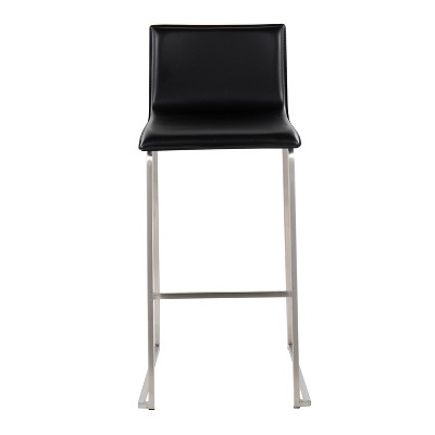Mara Black Faux Leather Metal Barstool Set of 2