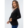 Pinkblush Black Brushed Knit Wrap Front Maternity Top - 2 of 4