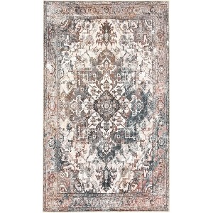 Homefires Kaschmar Rectangle Rug 3' x 5' – Traditional Persian-Inspired Indoor/Outdoor Rug with Ornate Floral Medallion, Durable Polypropylene Weave - 1 of 3