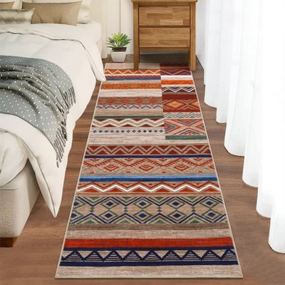Washable Living Room Rugs Farmhouse Geometric Area Rug Soft No Slip Non-Shedding Carpet for Bedroom Dining Room Home Office