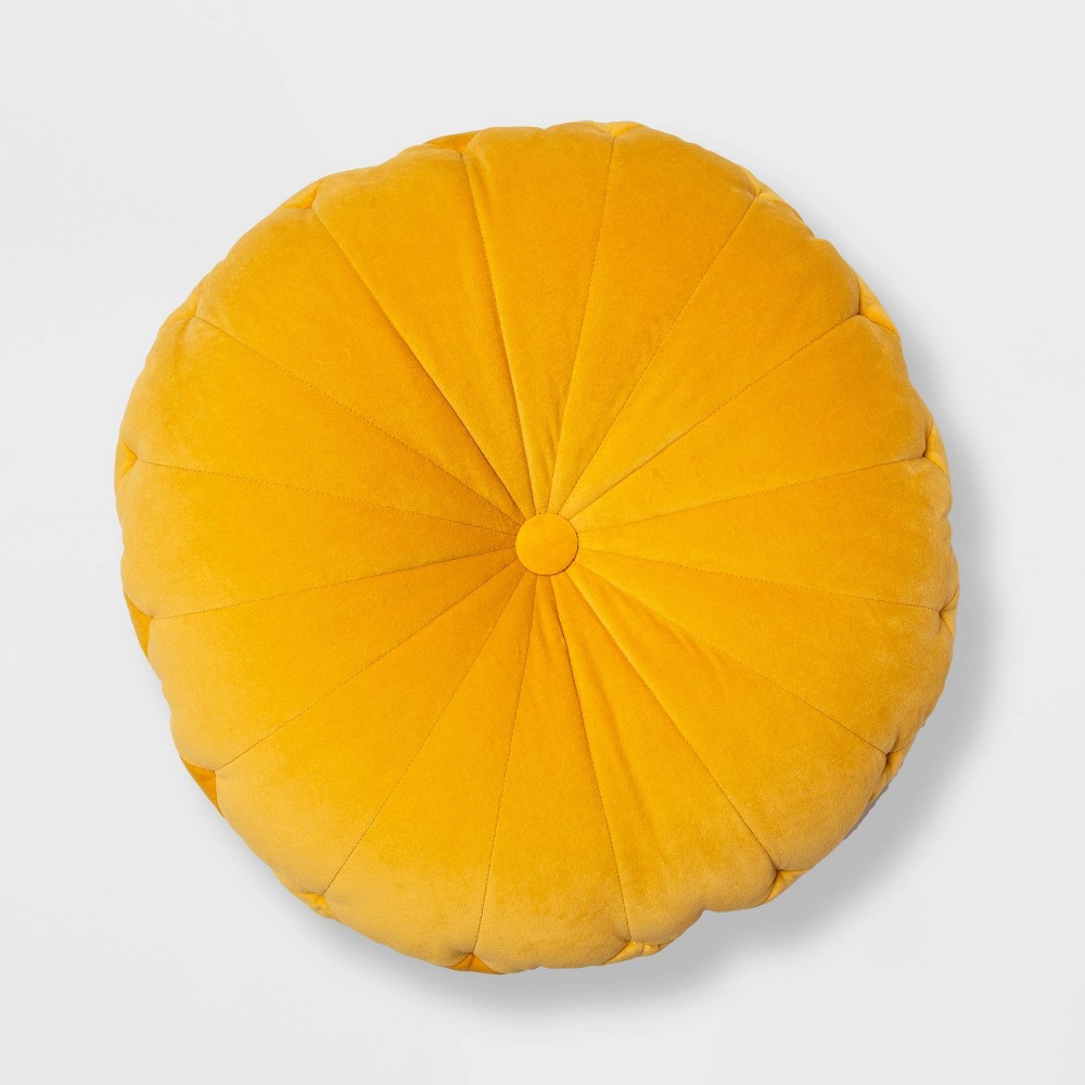 24" Oversize Velvet Round Floor Pillow Yellow - Opalhouse