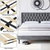 Bed Frame with Velvet Headboard Wingback - 4 of 4