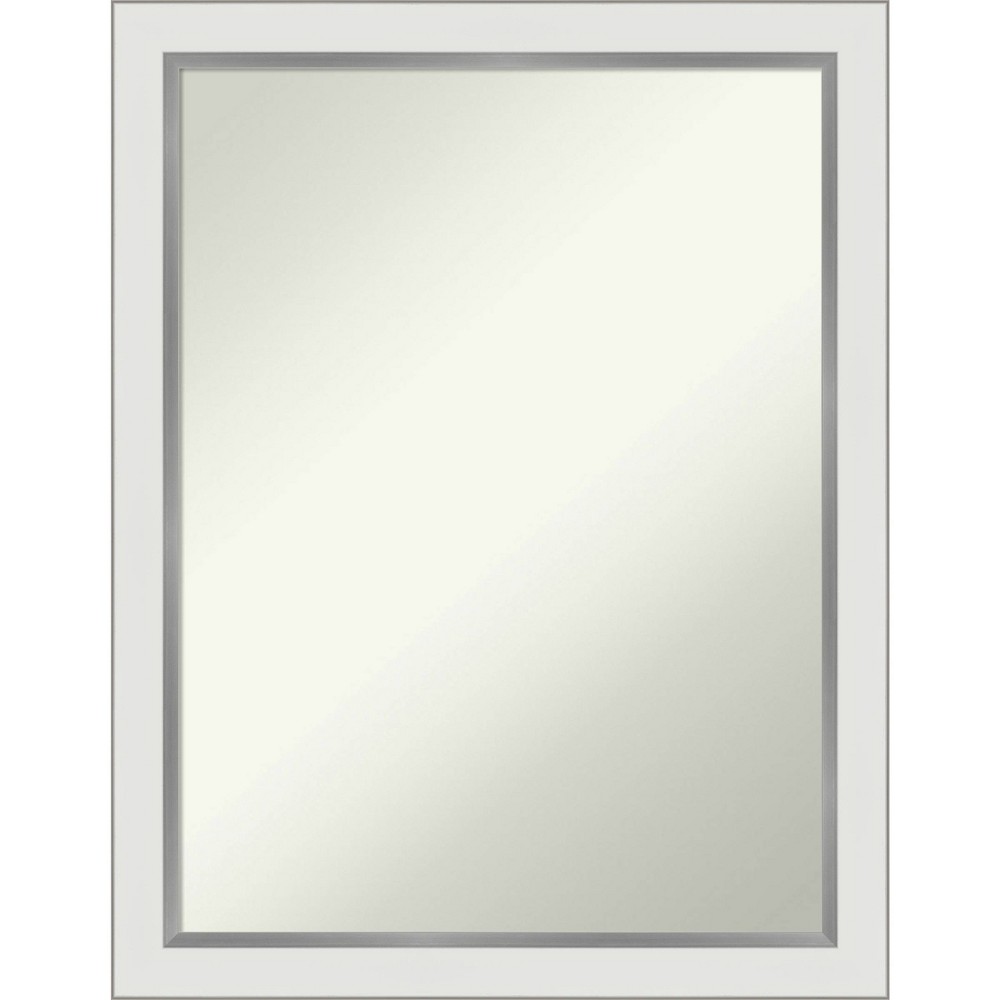 Photos - Wall Mirror 21" x 27" Non-Beveled Eva White Silver Narrow  - Amanti Art