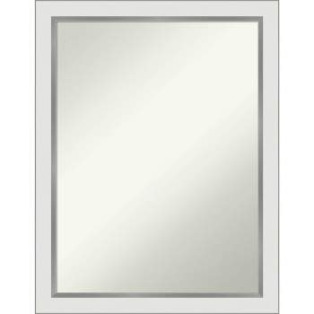 21" x 27" Non-Beveled Eva White Silver Narrow Wall Mirror - Amanti Art