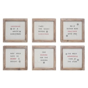 Transpac MDF Mini Framed Signs Set of 6 Home Decorations for Christmas and Winter Decorative Objects in Wood - 1 of 2