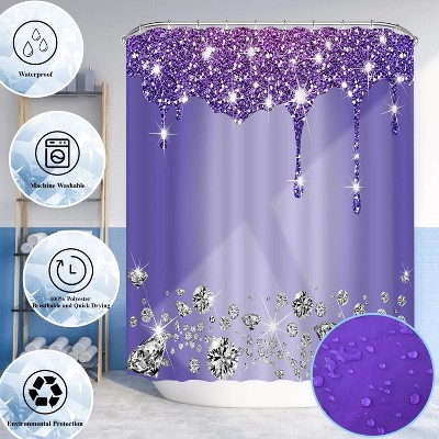 LunaLulinlk 4 Pcs Glitter Diamond Shower Curtain
