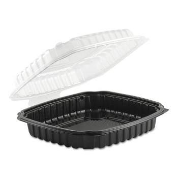 Culinary Basics Microwavable Container, 36 oz, 9 x 9 x 2.5, Clear/Black, Plastic, 100/Carton Culinary Basics Microwavable Container, 36 oz, 9 x 9 x 2.5, Clear/Black, Plastic, 100/Carton